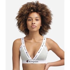 Champion Triangle Bra Crop Top Womens Size Large Gray Wireless Crossback Straps